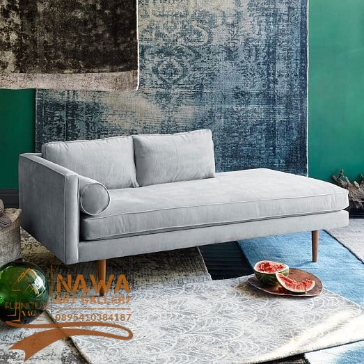 Sofa santai terbaru kain bludru bangku sofa kayu jati 09NAG
