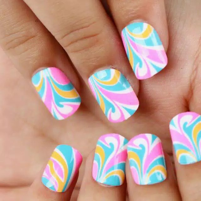 KUKU PALSU KARAKTER PRINTED NAILS KODE ROSE LOLLIPOP RAINBOW