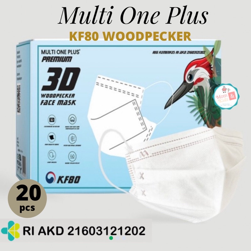 Masker Multi One Plus KF80 Woodpecker 3ply ( 20 pcs)