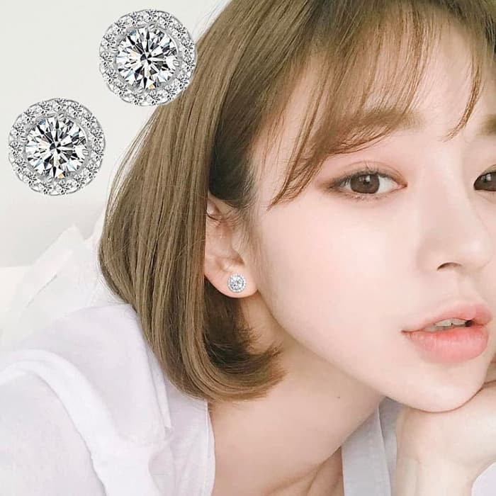 Anting Korea Pesta Tusuk Lapis Emas Putih Chelsea J9107-4