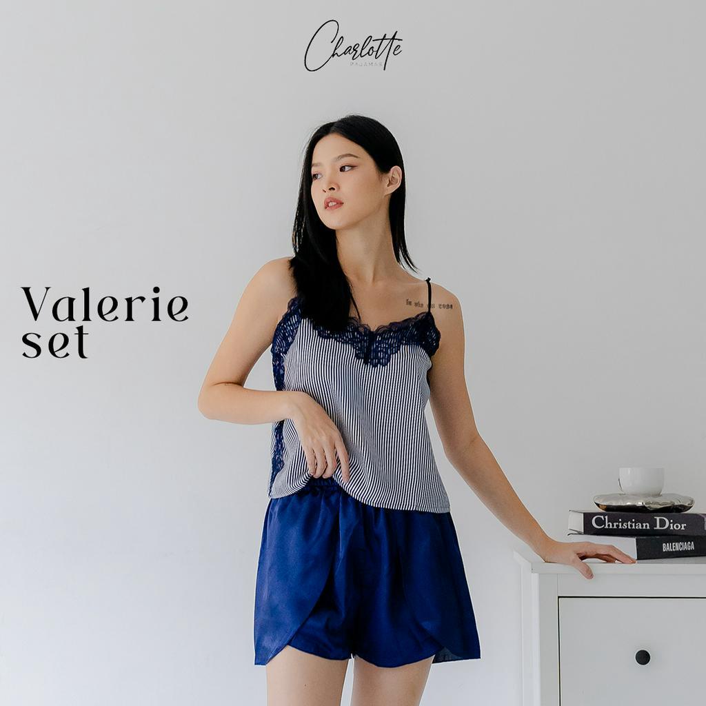 CHARLOTTE - Valerie set Piyama baju tidur seserahan celana pendek set bahan satin silk sutera set