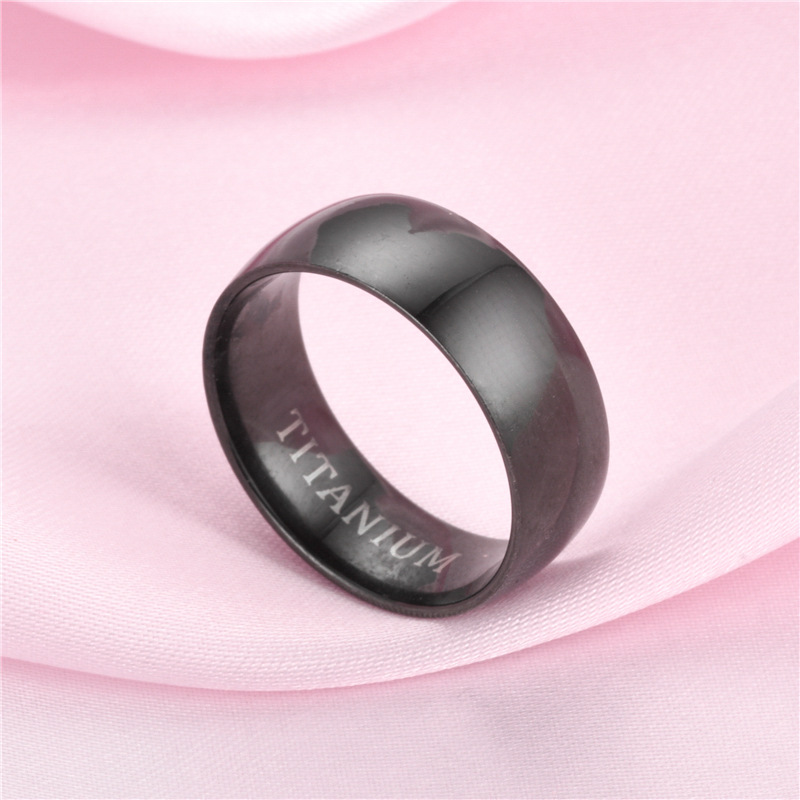 Cincin Bahan Titanium Steel Warna Hitam Matte Gaya Eropa Dan Amerika