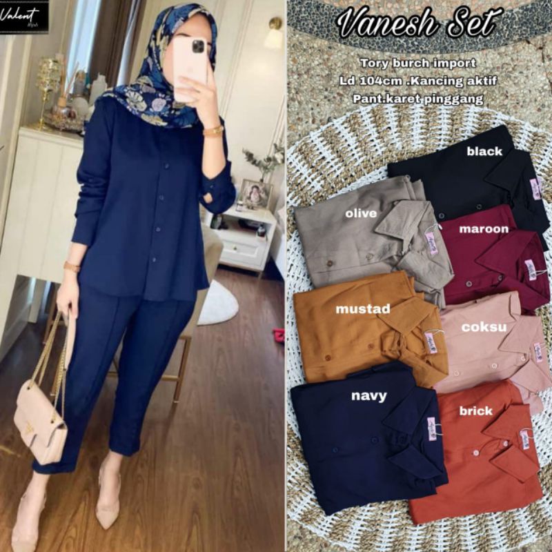 VANESH SET  // ONESET // BAJU WANITA // PAKAIAN WANITA MUSLIM // ONE SET // TORRY BURCH IMPORT BY VALENT HIJAB-1