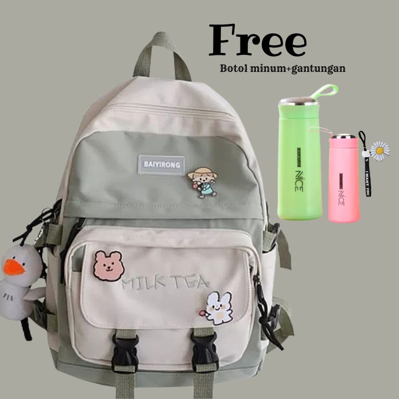 Ransel Wanita Remaja Tas Ransel Motif Milk Tea Ransel wanita