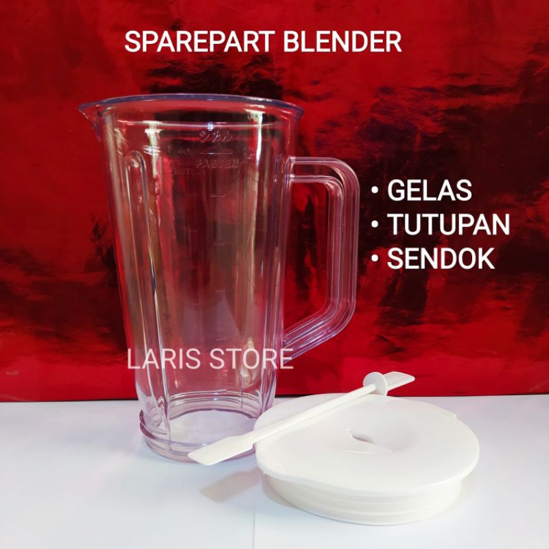 Gelas Besar Blender Miyako + Tutupan &amp; Sendok,Tipe 101PL 102PL Dll