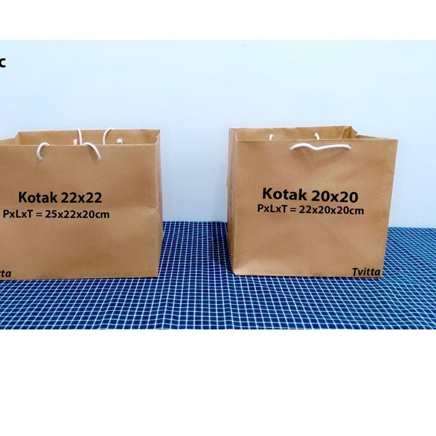 

✭ Paperbag Polos Coklat Bolu Kotak 22x22 cm ♗