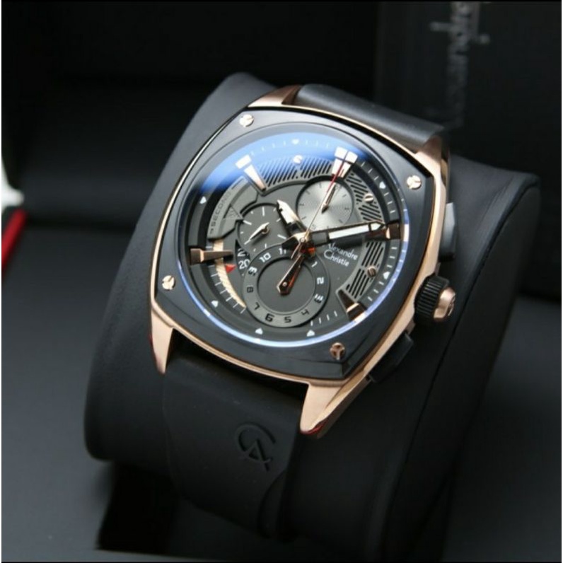 ORIGINAL GARANSI RESMI 1 TAHUN JAM TANGAN PRIA ALEXANDRE CHRISTIE CHRONOGRAP RUBBER STRAP KARET ARLO