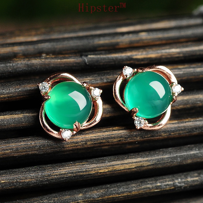 Hot Sale New Graceful and Fashionable Flower Vintage Jade Earrings