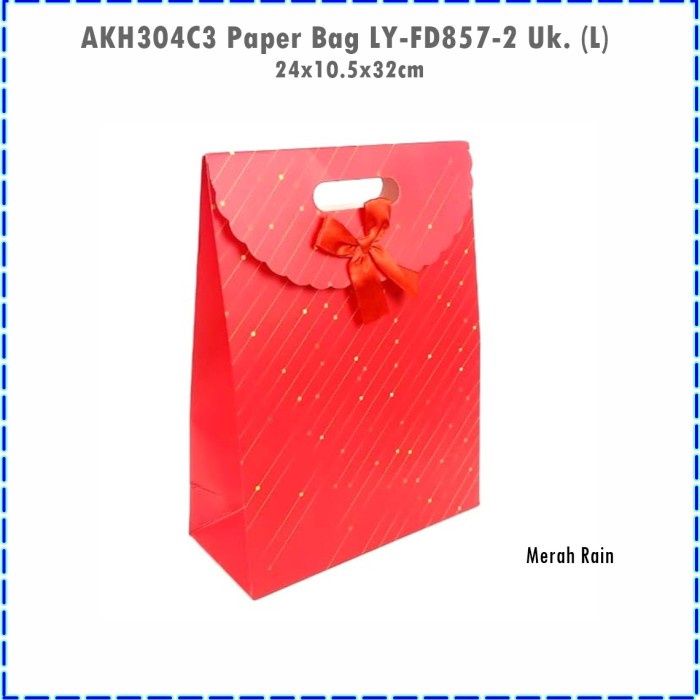 

AKH304C3 Paper Bag/Goodie Bag/Tas Kado LY-FD857-2 Uk. (L) - Merah Rain
