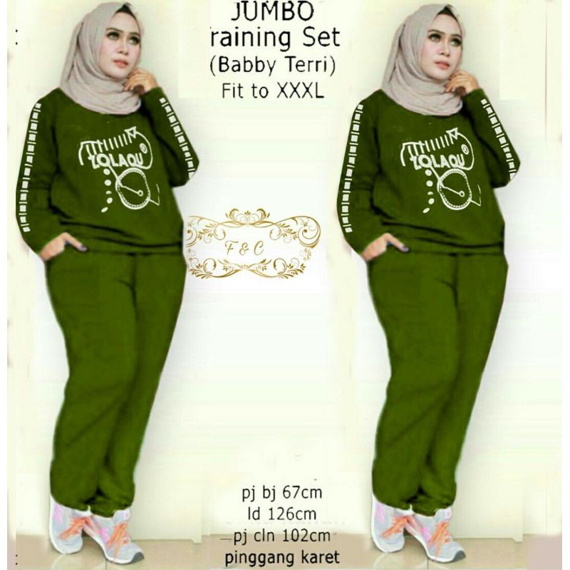 SETELAN TRAINING WANITA JUMBO/BAJU OLAH RAGA WANITA/ STELAN JUMBO