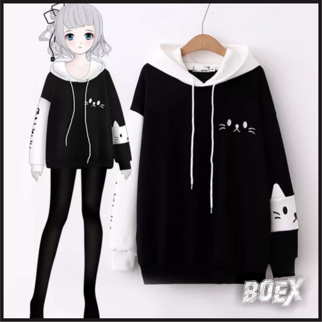 Jaket Hoodie kucing cute wanita