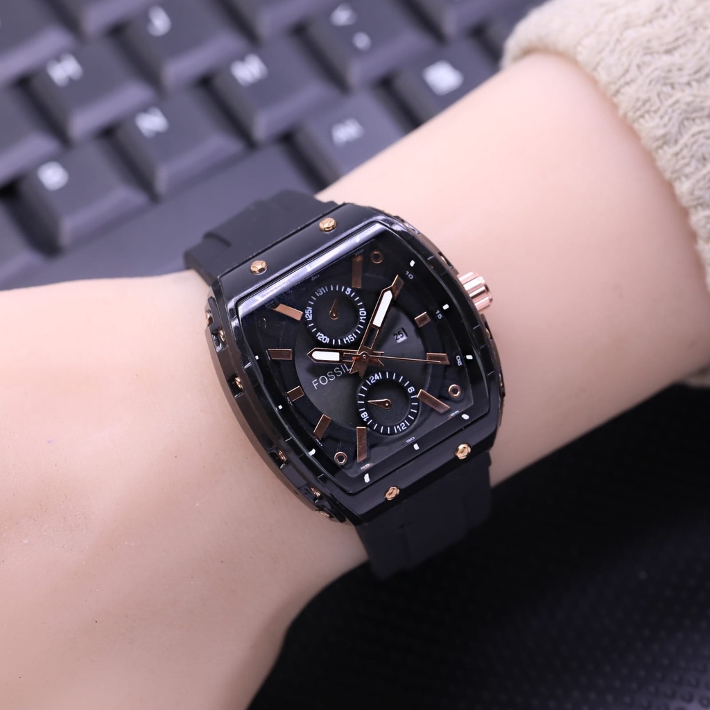 Jam Tangan Wanita Fashion L3605S Tali Rubber Tanggal Aktif Chrono Variasi Free Box &amp; Baterai