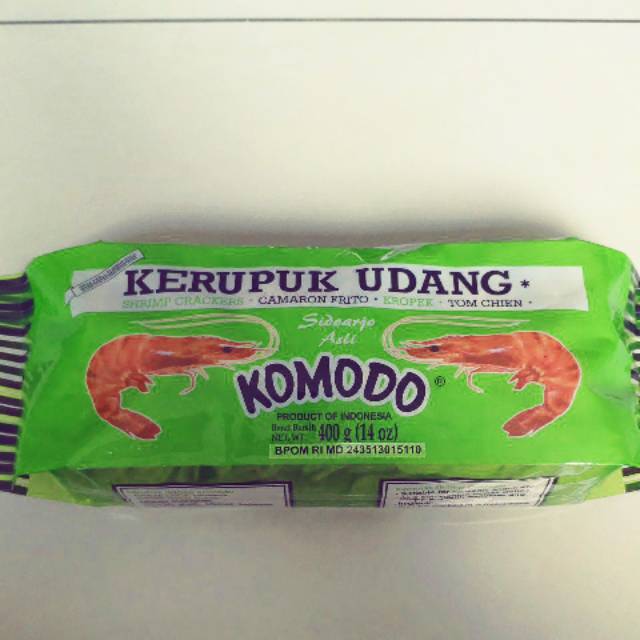 KOMODO Kerupuk Udang Mini Super Hijau Sidoarjo Asli Ukuran Kecil 400g / Krupuk Udang