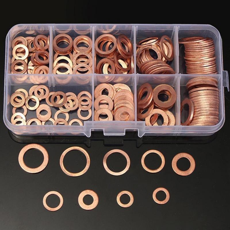 gs8 yuxin ring baut gasket bolt &amp; nut flat ring seal tembaga 200pcs - elc755 - golden Or-i