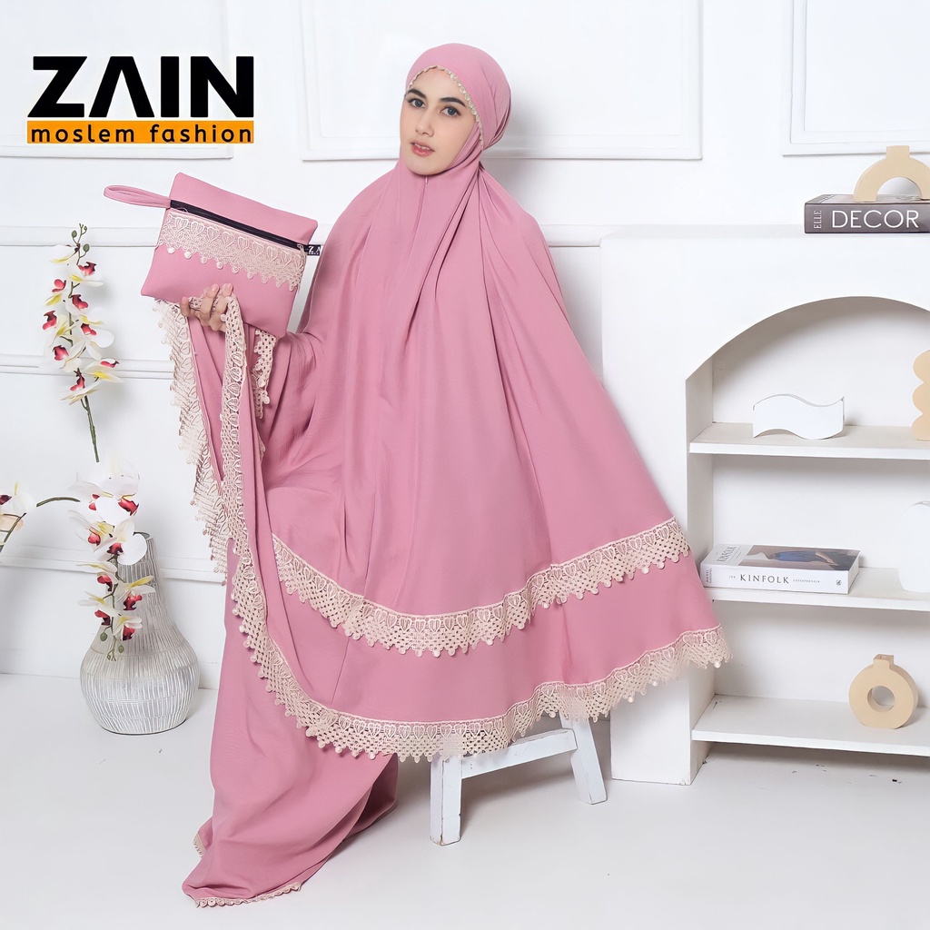 ZAIN MOSLEM FASHION Mukena Dewasa Anggun 3in1 Crinkle Premium Mewah Jumbo Travel