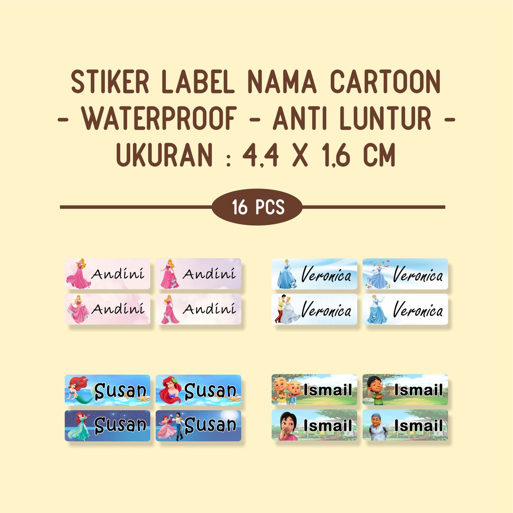 

Stiker Label Nama Anak Kartun Anti Air Anti Luntur