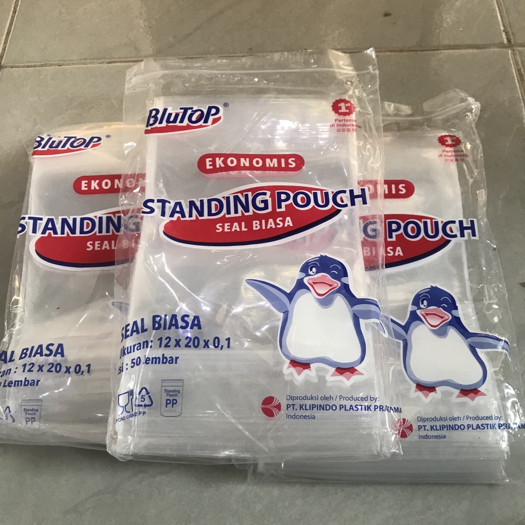 Standing Pouch 12x20, 14x22 Single Seal Polos, Ziplock , Plastik Klip Kemasan Berdiri