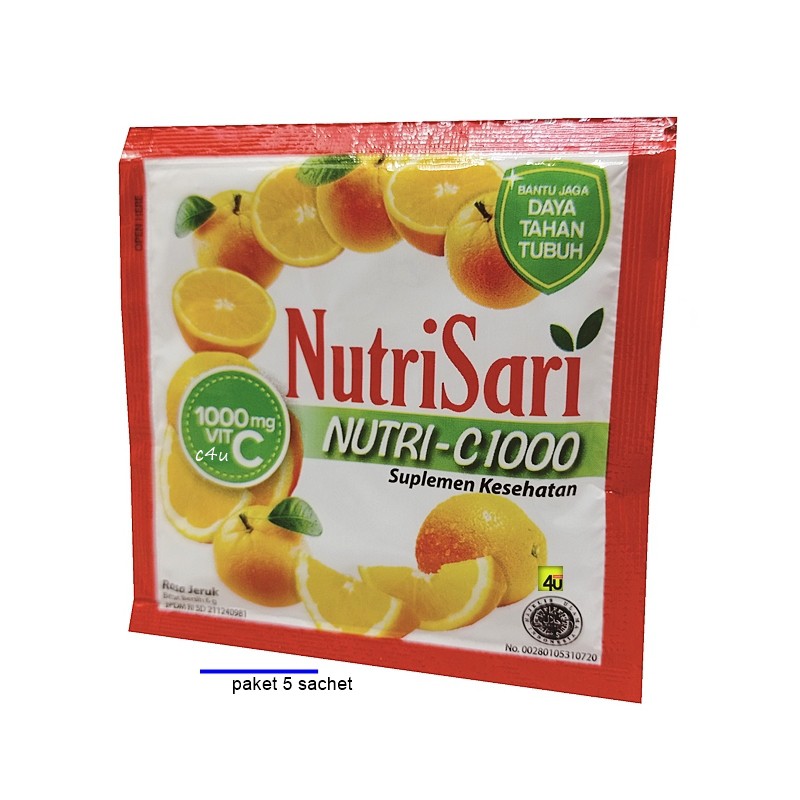 

[5 SACHET] NUTRISARI - Nutri C1000 Rasa Jeruk - Minuman Serbuk Instan NUTRI SARI
