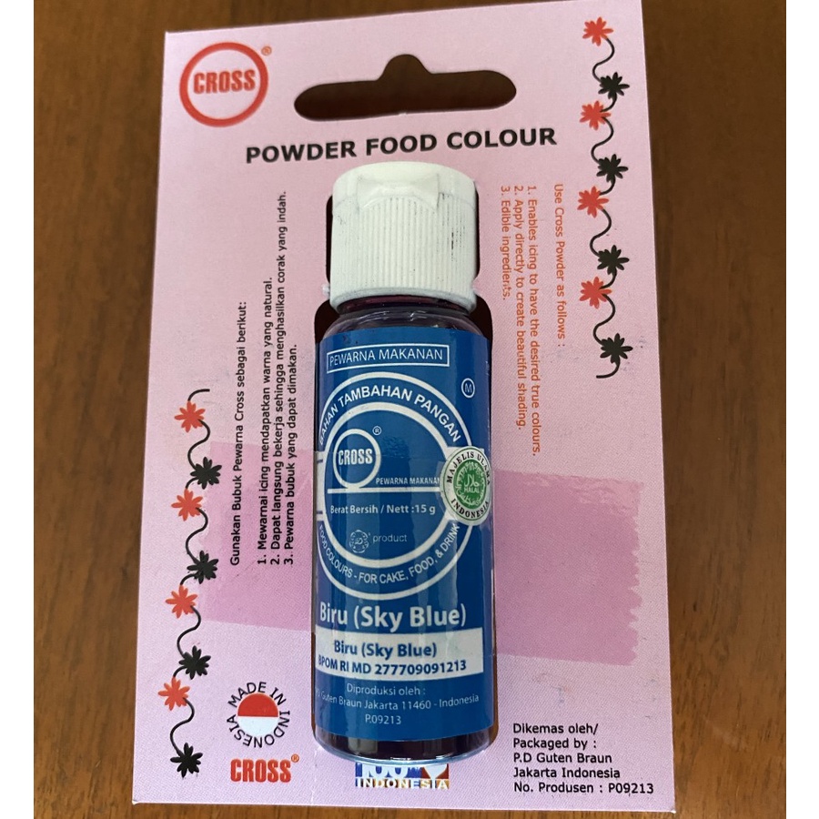 

Cross food coloring powder Sky Blue 15gr pewarna bubuk biru muda