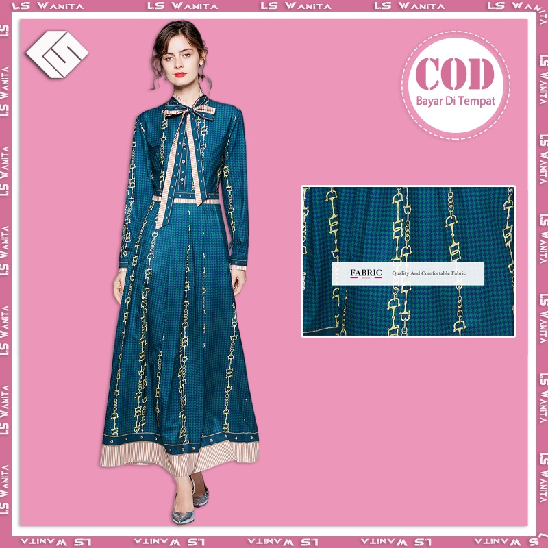 LS Import Party Dress Pakaian Wanita Casual A Line Dress