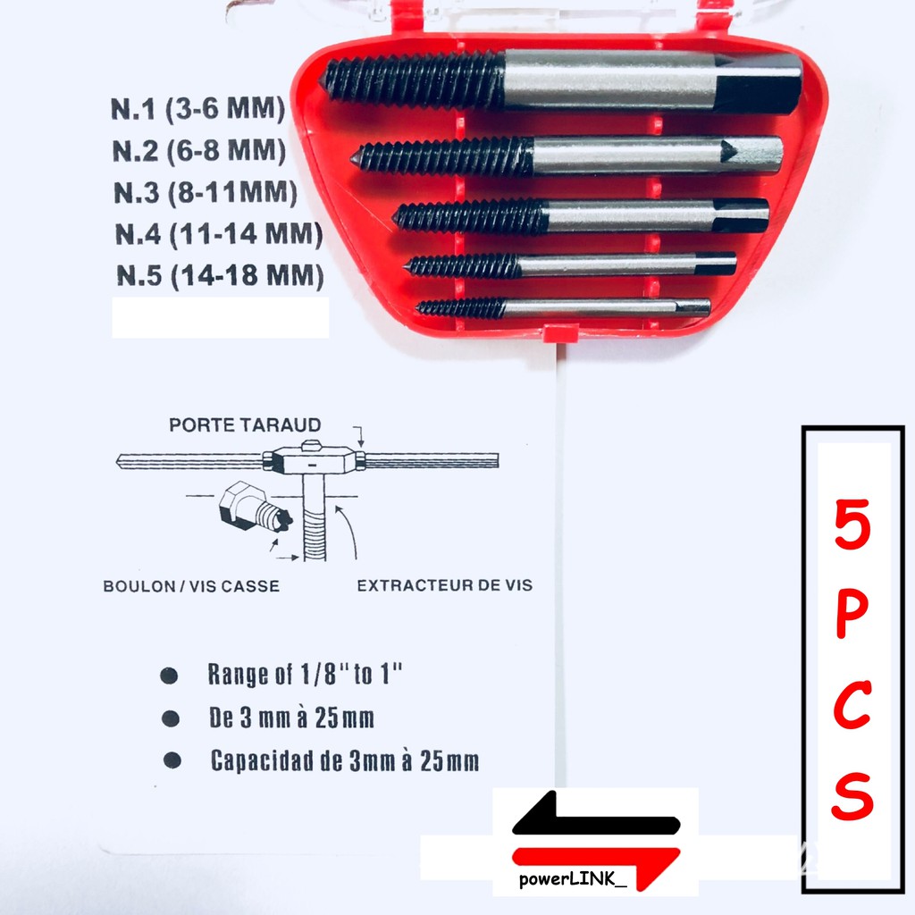 Screw Extractor set-Alat pembuka baut rusak-Broken Striped Remover