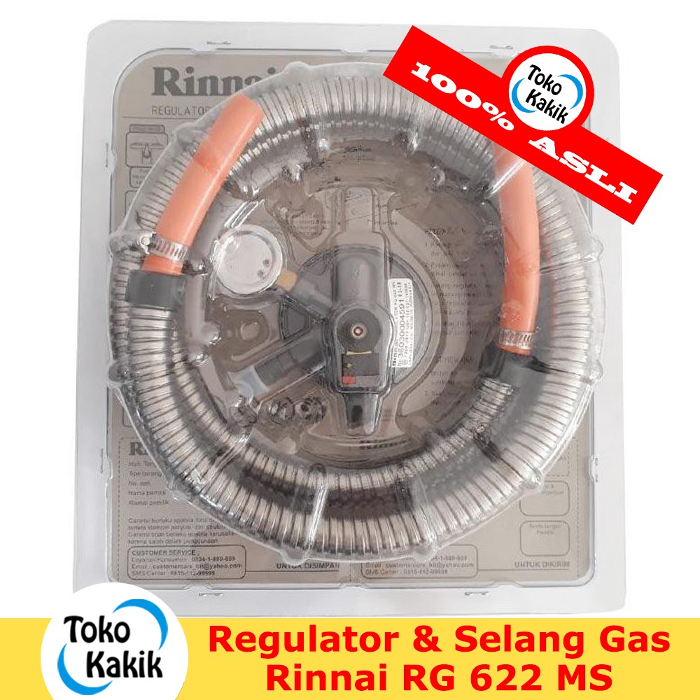 Regulator dan Selang Gas RINNAI RG 622 MS 1,8 Meter - Rinai SNI Bogor Depok Jabodetabek
