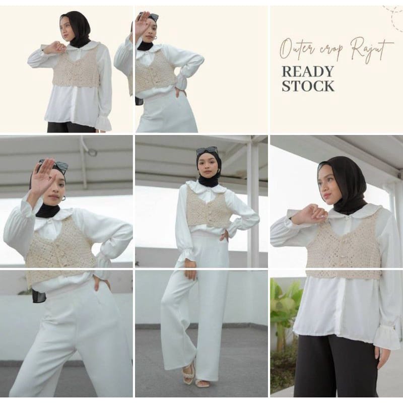 Outer Crop Rajut/Crop Rompi Rajut/Crop Renda/Vest Rajut Renda Import Premium