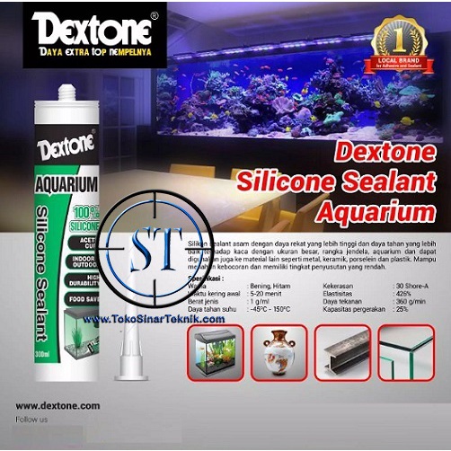 CLEAR Lem Dextone Kaca Aquarium Silicone Sealant Tabung Neutral Anti Bocor Anti Susut Tidak Bau Asam 300ml - Warna Bening