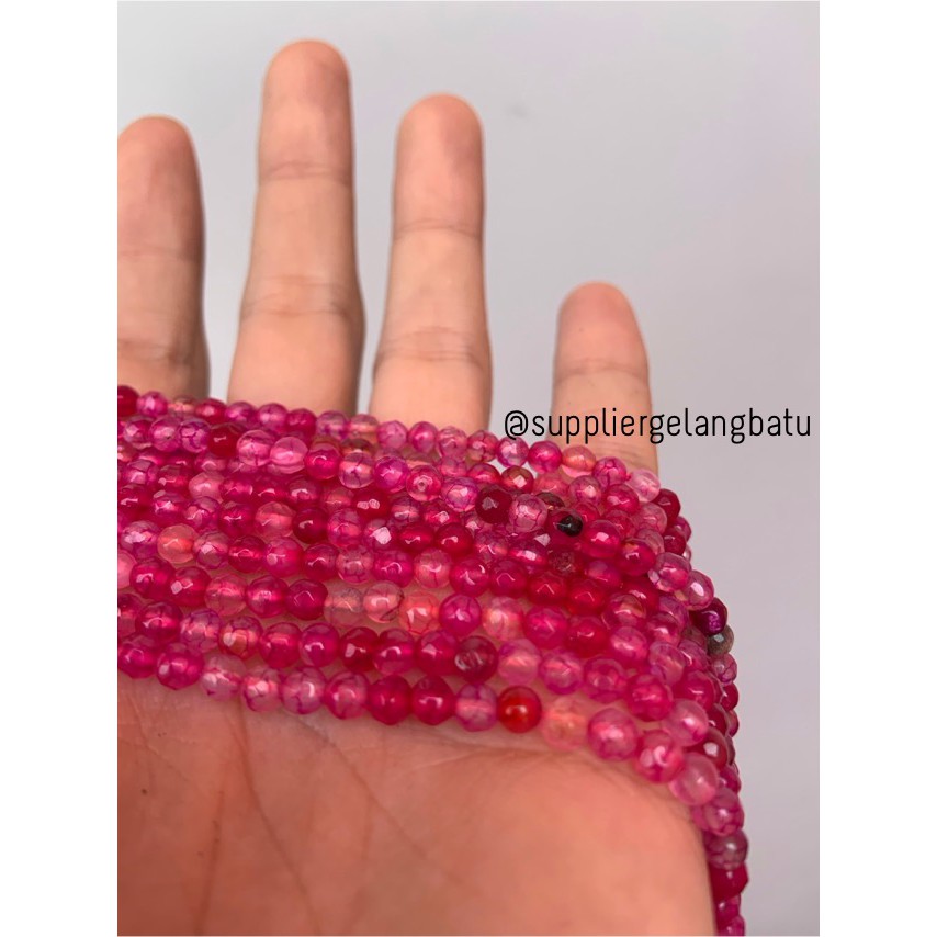 bahan batu 4mm Purple Agate CUTTING aksesoris FACET gelang kalung batu