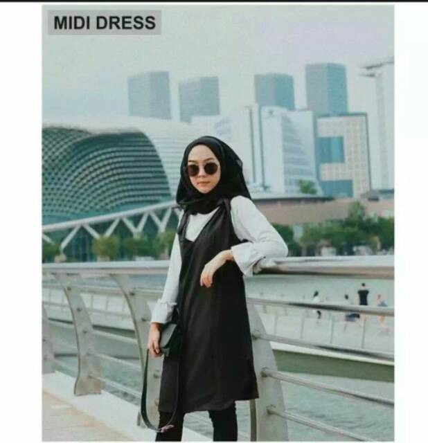 Dress Wanita Midi Kasual Murah Bahan Moscrepe