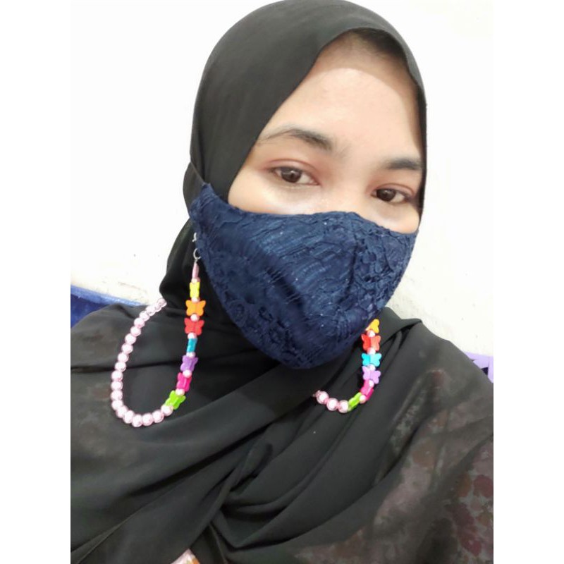 strap masker kalung masker tali pengait mutiara