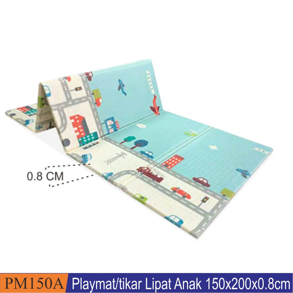 1Playmat Premium Anak Bayi Lipat Tebal Double Pad(Bonus Tas) 2 Ukuran/Karpet Anak Playmat Kartun-4