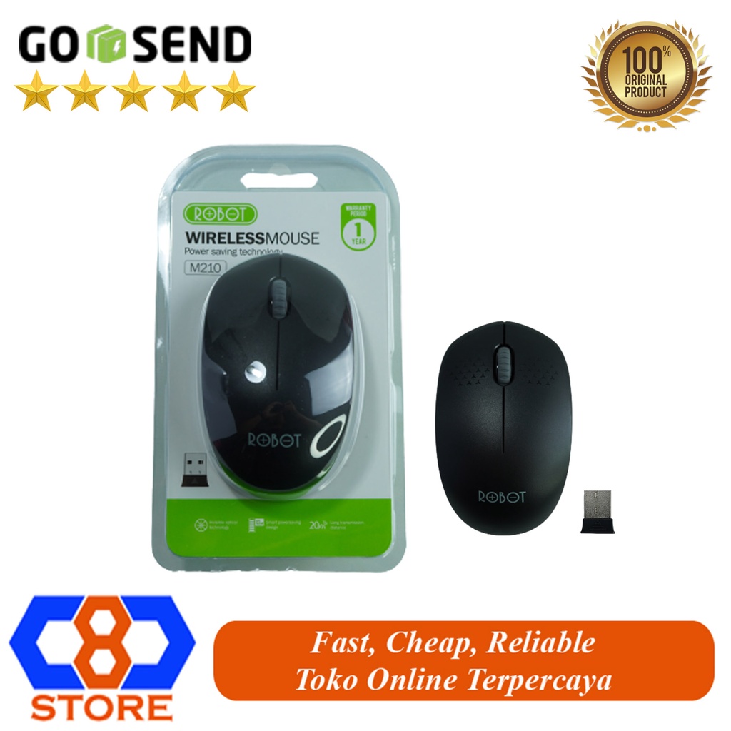 MOUSE ROBOT M210 2.4G WIRELESS OPTICAL USB MOUSE