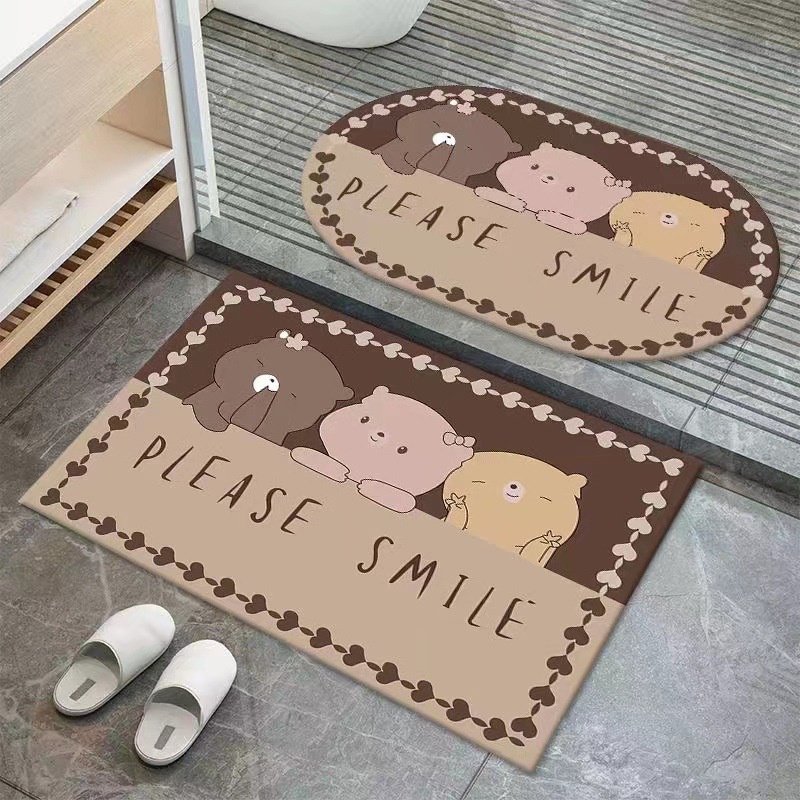 ETFELICEL Velvet Mat SET / Keset Lantai Kaki Bludru Anti Selip Pintu Kamar Mandi
