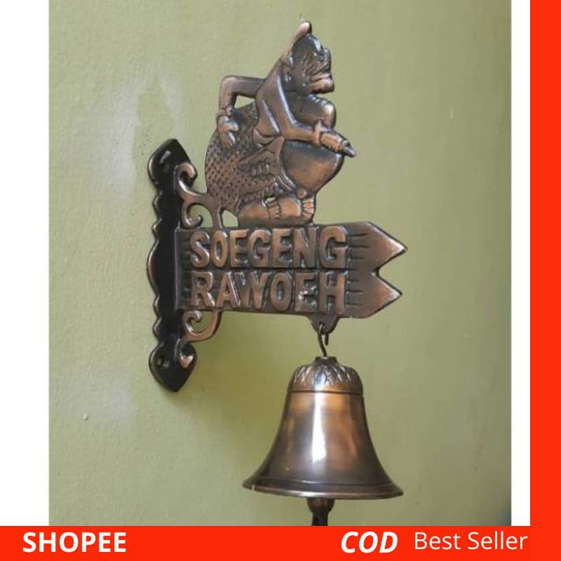 Bel Pintu Rumah Lonceng Motif Semar Soegeng Rawoeh Antik Asli Kuningan / Lonceng Pagar Wayang Semar