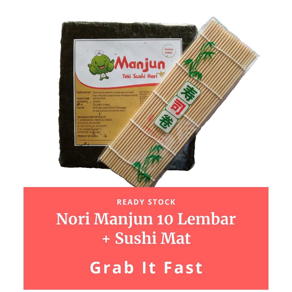 Paket Nori Manjun Lembar Bambu Penggulung Sushi Nori Sushi Halal