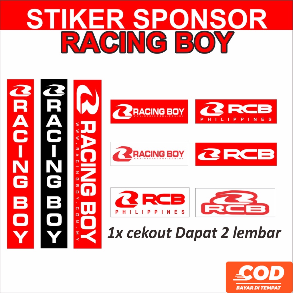 STIKER RACING BOY STICKER RCB SPONSOR SHOCK DEPAN