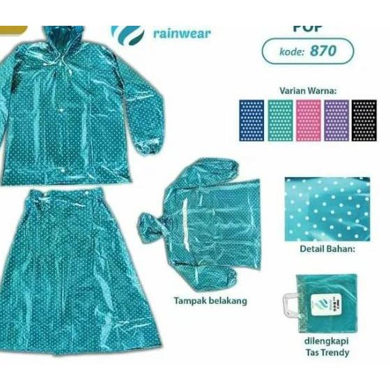 ZKCV Jas Hujan Rok Gamis Wanita POLKADOT - Jas Hujan Rok Onde Plevia 87  □