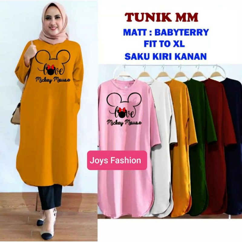 JF Atasan Tunik Babyterry Jumbo Wanita Muslimah Terbaru LOVE MOUSE