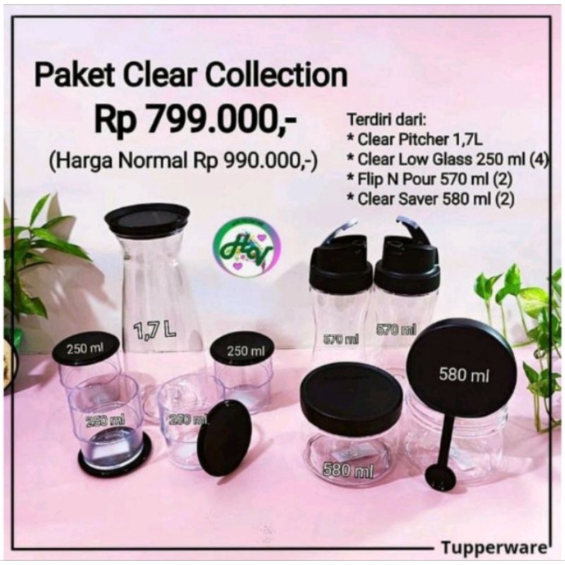 

Tupperware 9pcs Paket Clear Collection Set Wadah Serbaguna