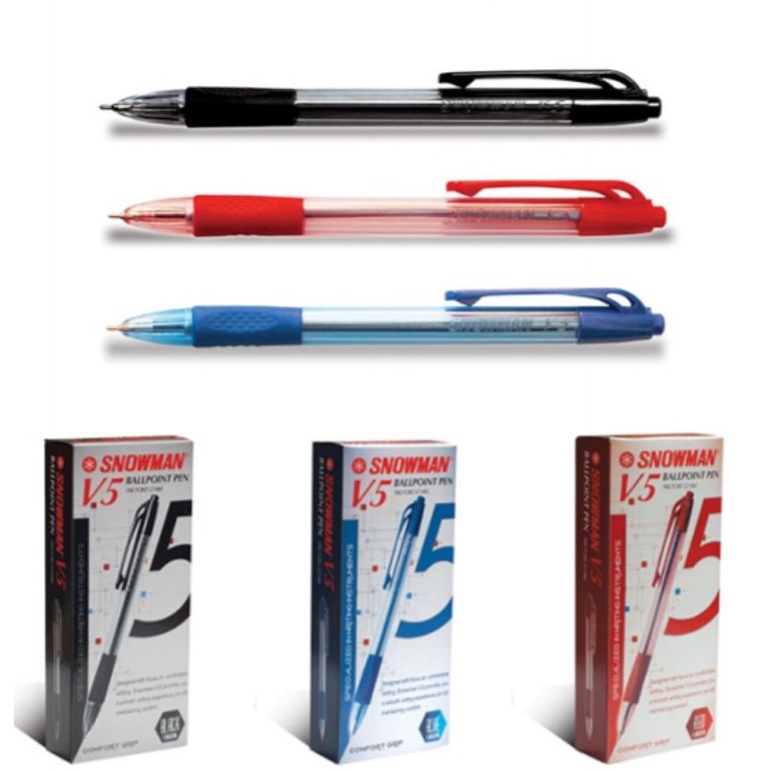 

Pulpen Snowman V5 Pen Bulpen Bolpen Ballpoint Balpoint 0,7mm Warna Hitam Biru