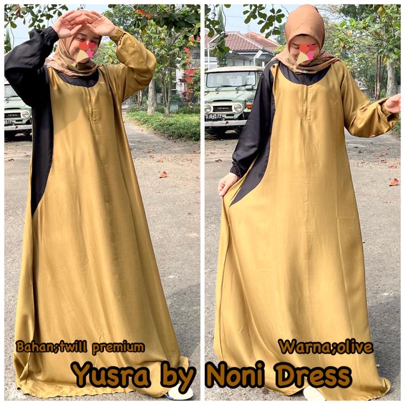 Daster Arab Noni YUSRA Maxi Dress Premium Gamis Twill Syar'i