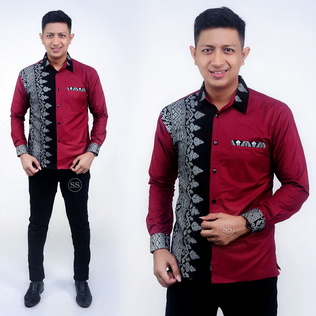 Baju koko bordir lengan panjang modern/Koko batik lengan panjang/Baju koko pekalongan/Batik wulan