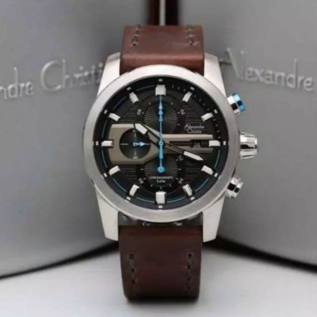 Jam Tangan Alexandre Christie 6270 Pria Silver Brown Original
