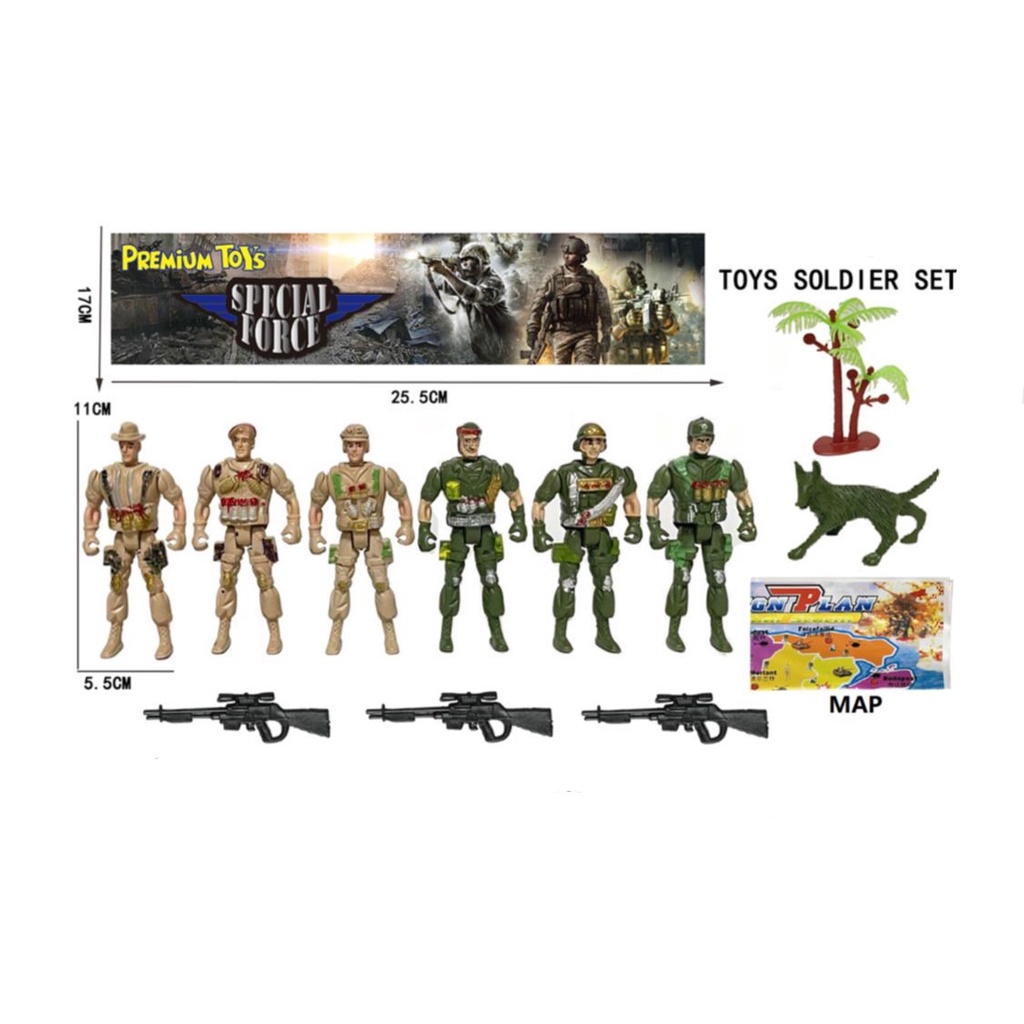 Mainan Anak TOYS SOLDIER SET ISI 6 Mainan Figure Set Diecast Militer