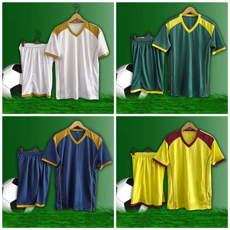 STELAN JERSEY FUTSAL JERSEY BOLA BASIC POLOS NON APPAREL KUNING HIJAU BOTOL NAVY GOLD PUTIH MODEL JE