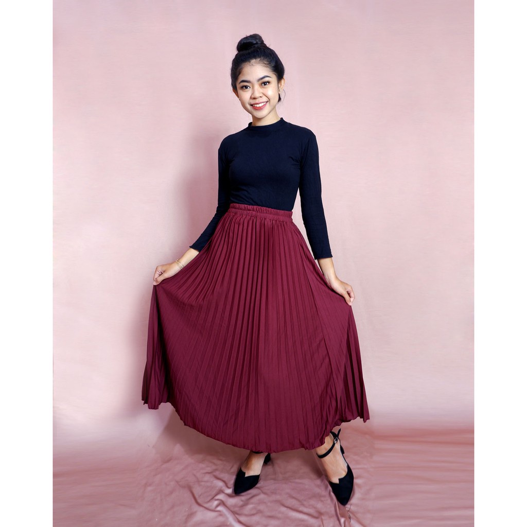 Rok Payung Model Plisket Bahan Premium