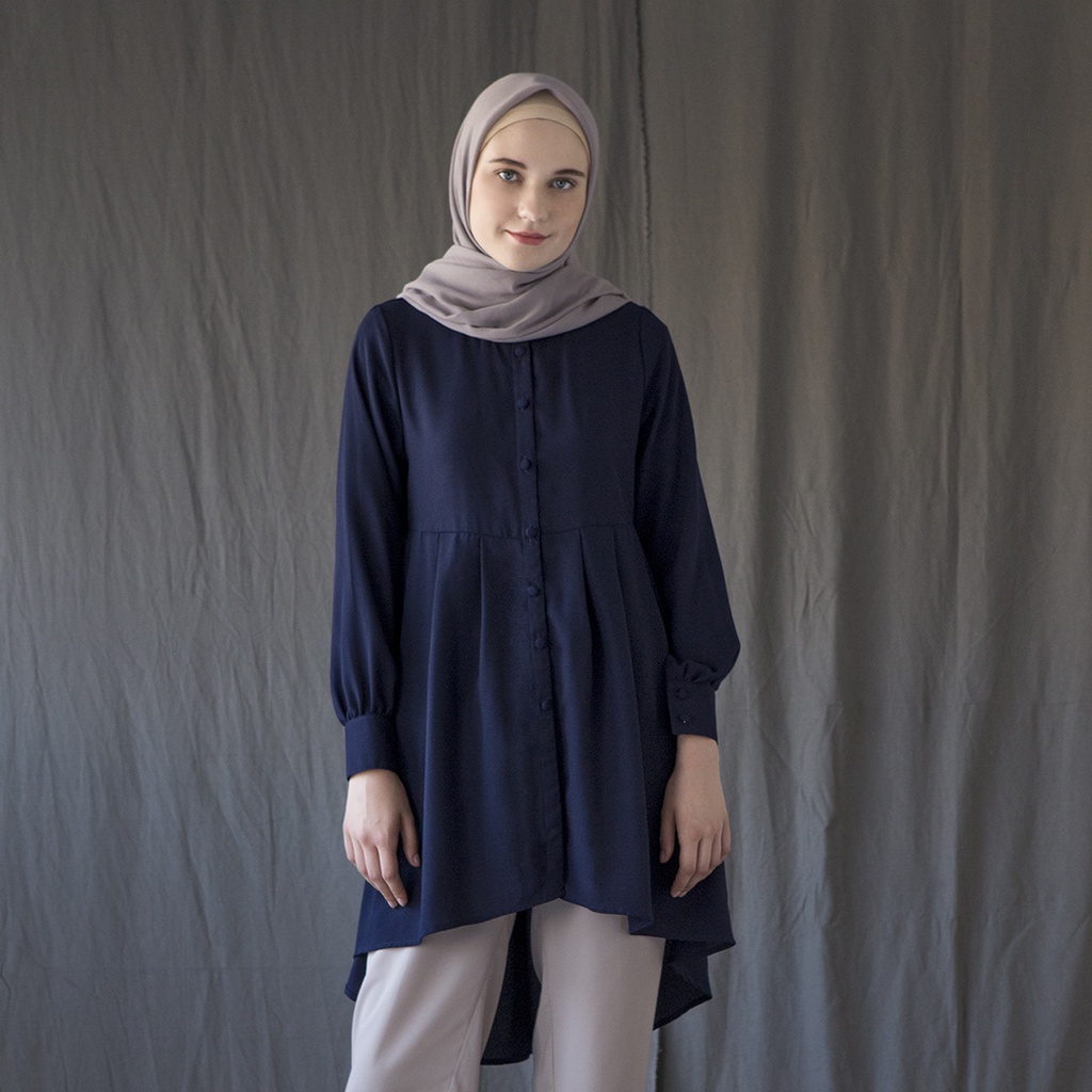 Naira by Aska Label - Tunik full kancing busui friendly warna Putih (Berfuring), Redbud, Taupe, Burgundy, Navy