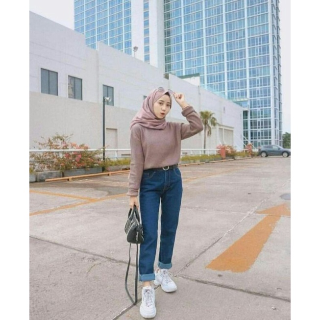 PREMIUM JEANS PLAIN BOYFRIEND // CELANA JEANS WANITA