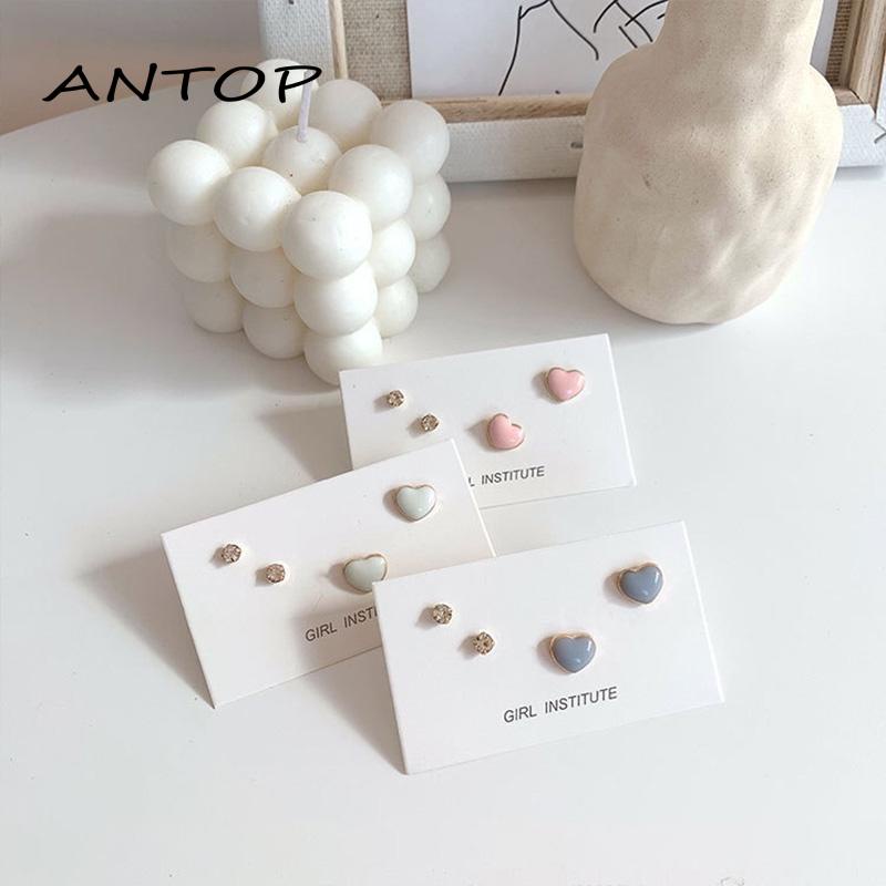 Anting Tusuk Gantung Desain Hati Gaya Pelajarsimpleperi Untuk Wanita